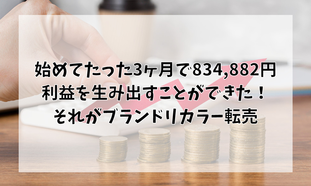 始めてたった3ヶ月で834,882円利益を生み出すことができた! それがブランドリカラー転売 (1)