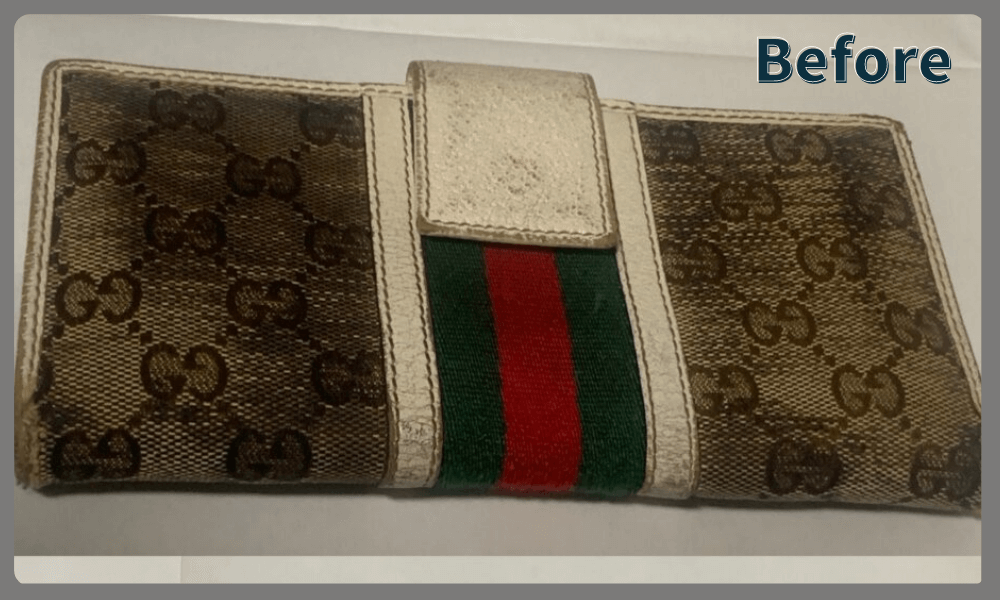 GUCCI　長財布　キャンバス生地　汚れクリーニング前