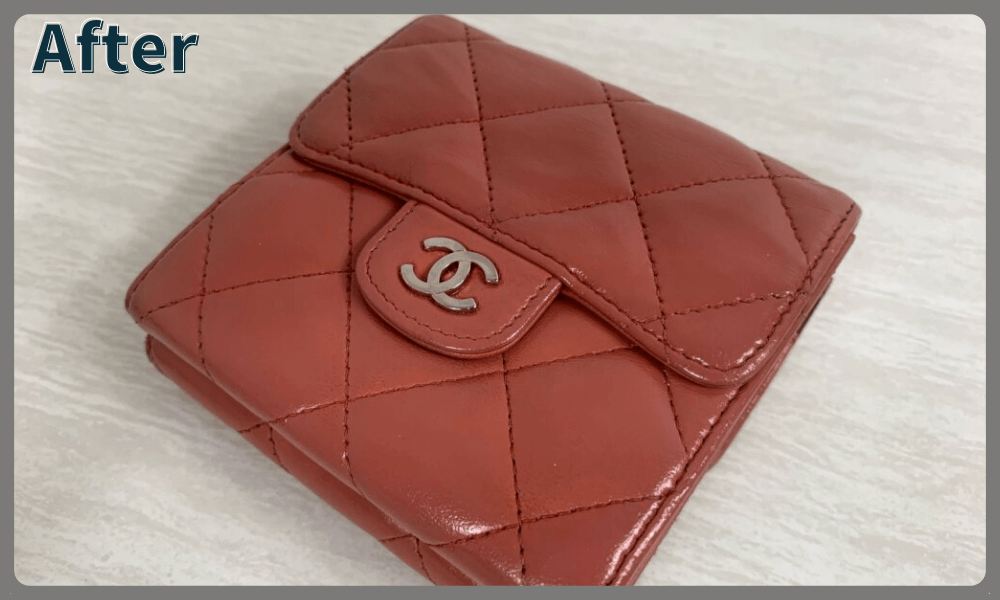 CHANEL　折財布　ピンク　リペア後