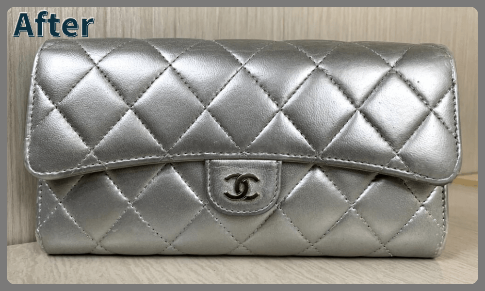 CHANEL　パール長財布　リカラー修復後