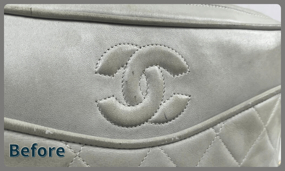 CHANEL　チェーンバッグ　ホワイト　リカラー修復前